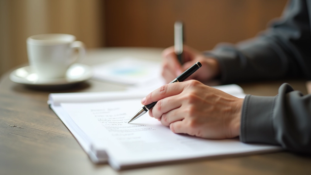 Close-up of hands during coaching notes-taking session, showing dialogue and active engagement