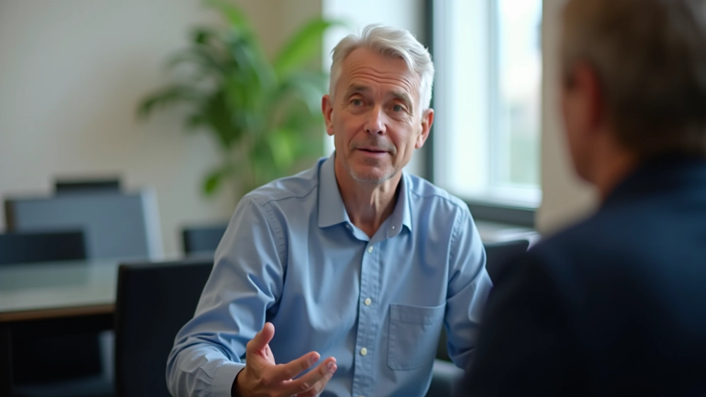 Coaching session between two professionals in modern office space, collaborative atmosphere with natural light